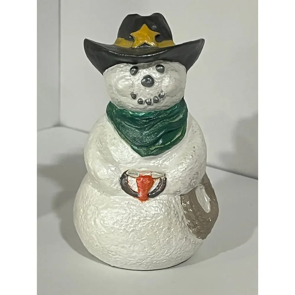 Vtg Western‎ Snowman Salt Pepper Shaker Set Hand Painted Christmas Holiday Decor